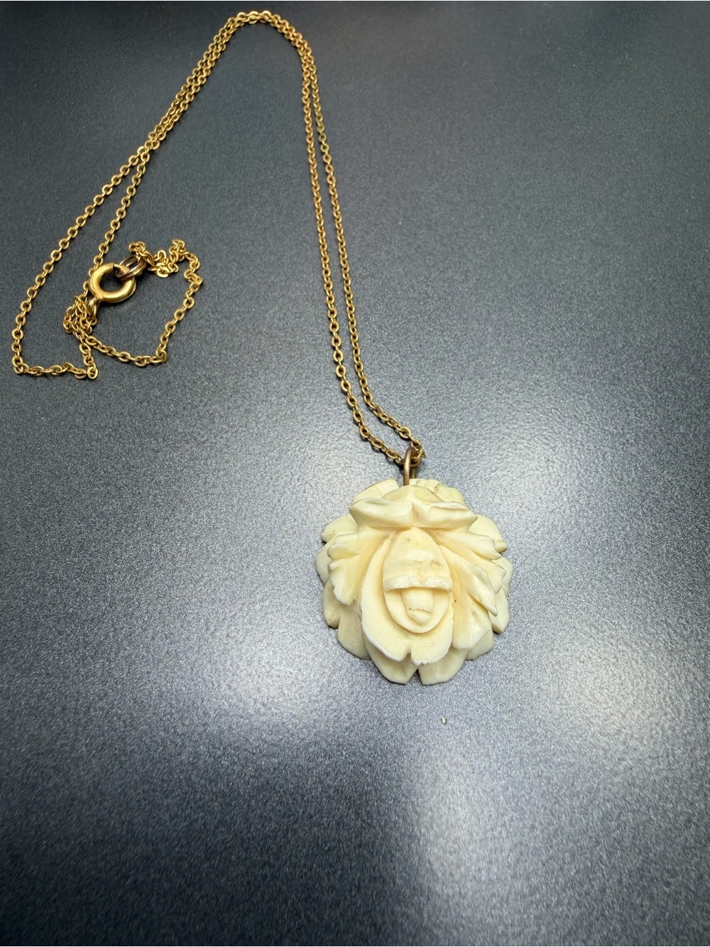 Vintage Carved Rose Pendant #13UN